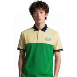 【Custom Color-Blocked Short-Sleeve Polo Shirt】|City Securities|Municipal Infrastructure|Apricot/Green color blocking|Collar with black stripe detail|Three-button placket|Short sleeves with black stripe cuffs|Left chest embroidered logo|Field Operatio 【Custom Color-Blocked Short-Sleeve Polo Shirt】|City Securities|Municipal Infrastructure|Apricot/Green color blocking|Collar with black stripe detail|Three-button placket|Short sleeves with black stripe cuffs|Left chest embroidered logo|Field Operatio